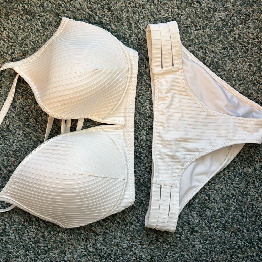 Shade & Shore White Ribbed Bikini